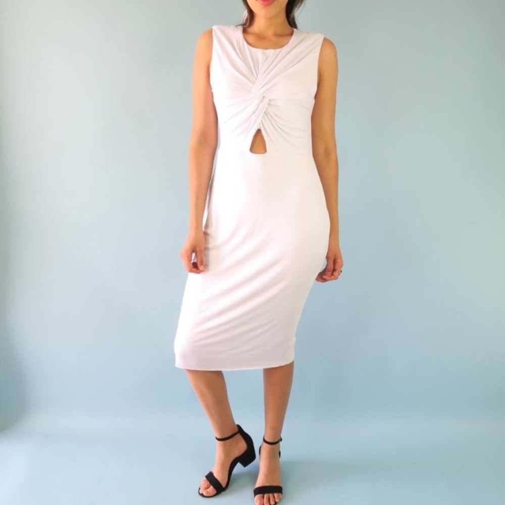 EUC Bailey 44 white knit knit front dress, L